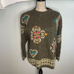 David Brett Women’s Size M Mushroom Colored Sweater With Knitted Accents